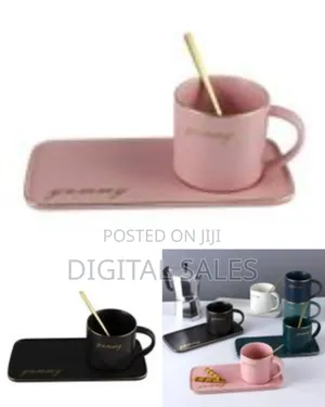 Ceramic Coffee Cup Tumbler Tray Cappuccino Cup Saucer Set Side Style