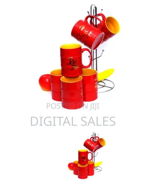 6 Piece Mugs Coffee, Tea, Hot Chocolate Lover Gold Printed Word Cups