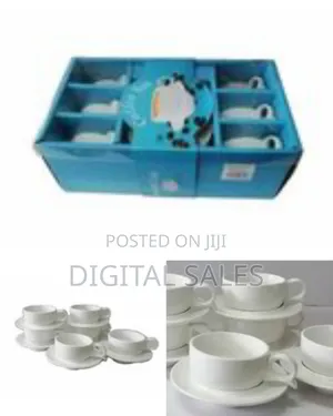 6 Pieces of Cuppucino Latte Espresso Coffee Cups and 6 Saucers