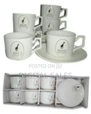 Restaurants and Office 6 Piece Tea Coffee Cups and 6 Saucers -White