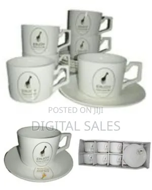 Restaurants and Office 6 Piece Tea Coffee Cups and 6 Saucers -White