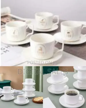 6 Pieces of Porcelain Espresso Cups With Saucers 3 Ounce Stackable