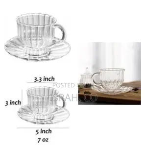 6 Pieces of Glass Tea Cups and Saucers Sets