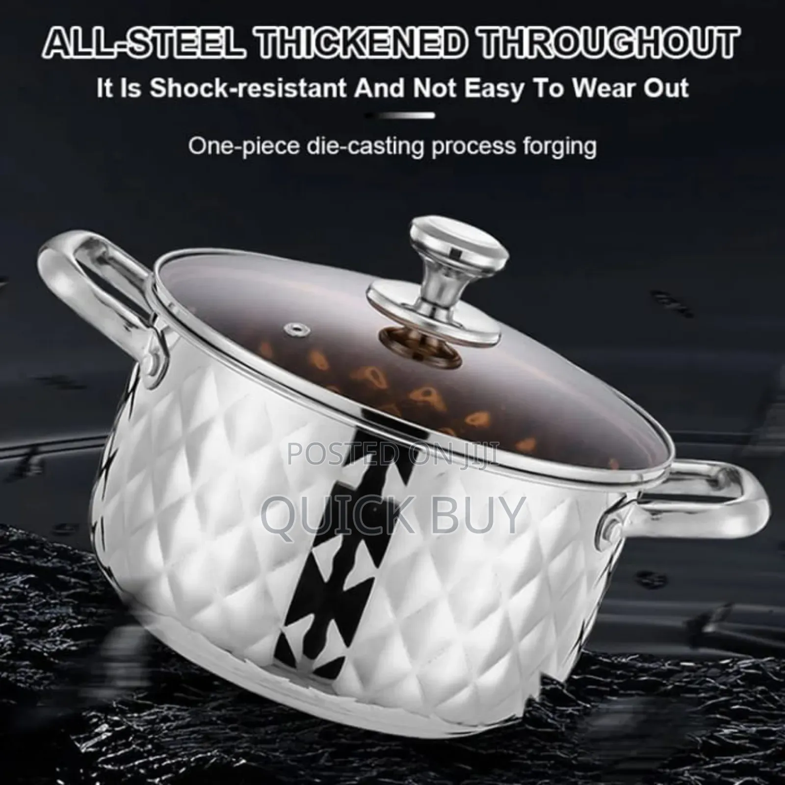 Stainless Steel Diamond Pattern Cookware Set With Lids