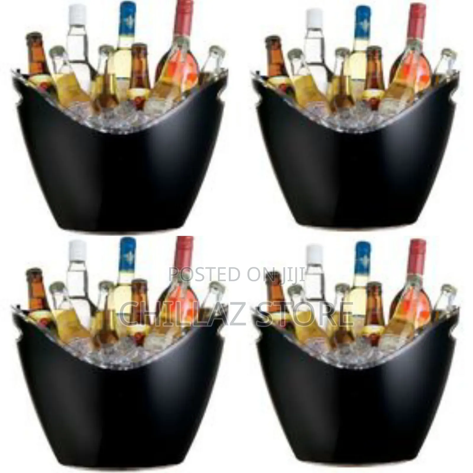 Black Acrylic 8 Bottle Beer Champagne Ice Bucket.