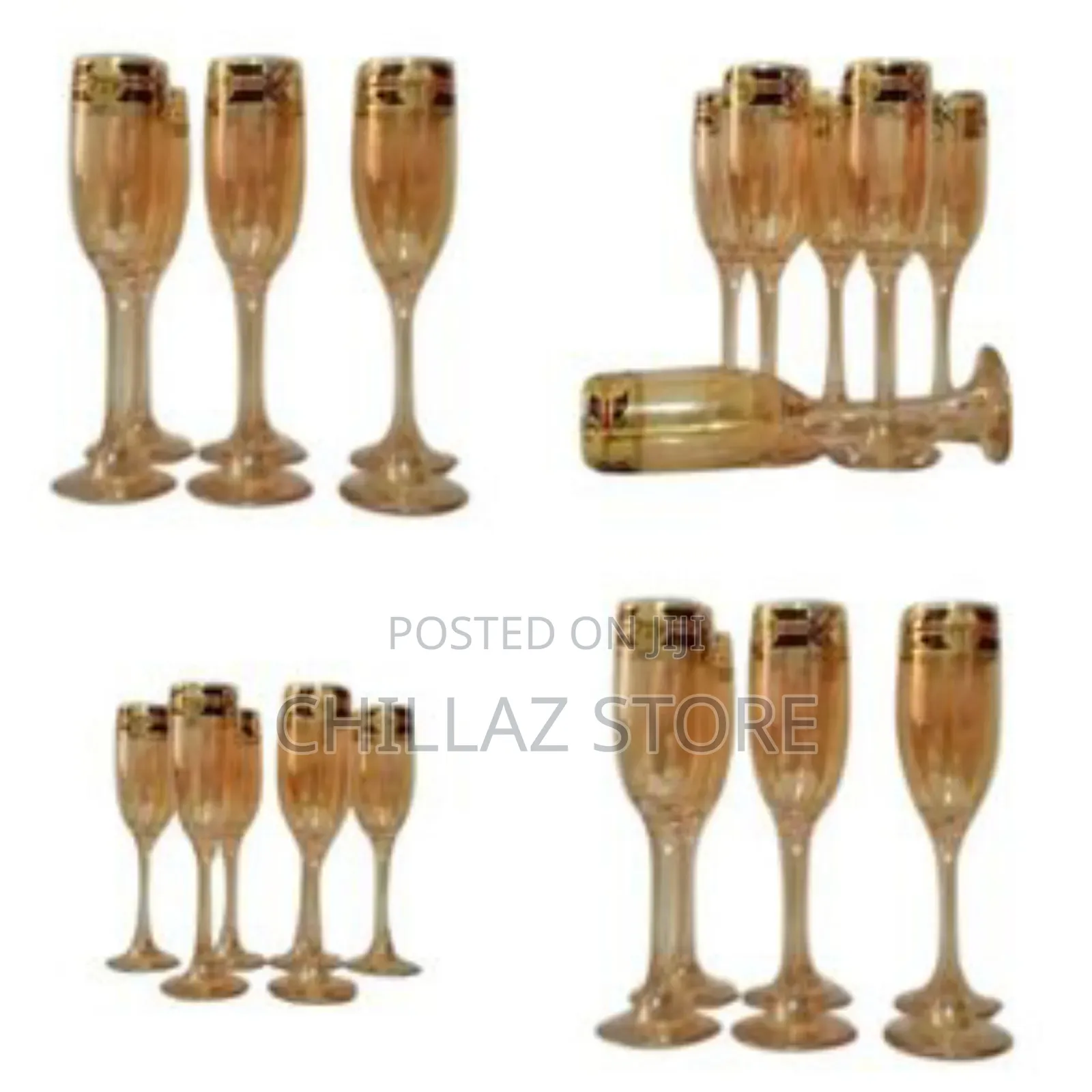 Gold Lead Champagne Wine Glasses.