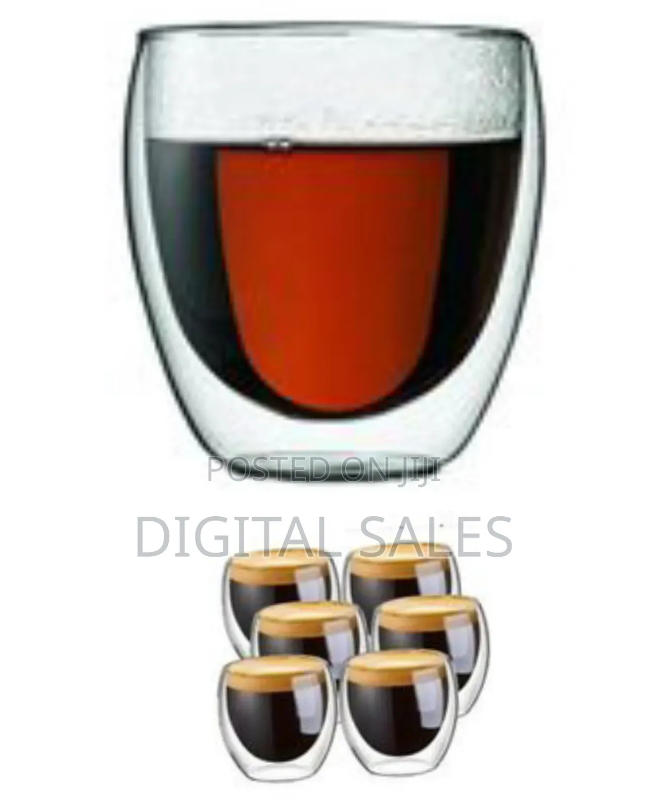 6-Piece ,8 Oz Glass Cups, Double Walled Thermo Espresso Glasses,