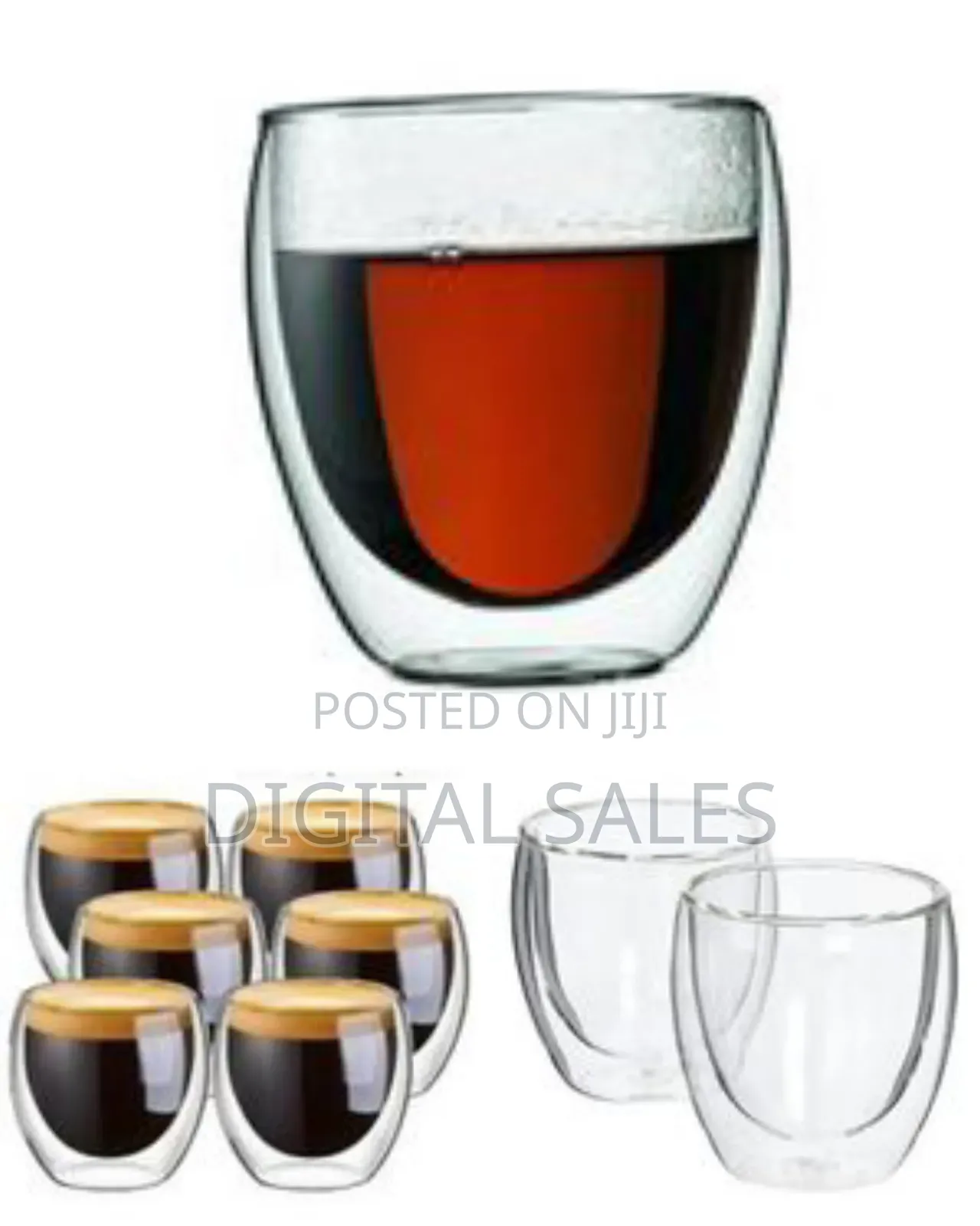 6-Piece ,8 Oz Glass Cups, Double Walled Thermo Espresso Glasses,