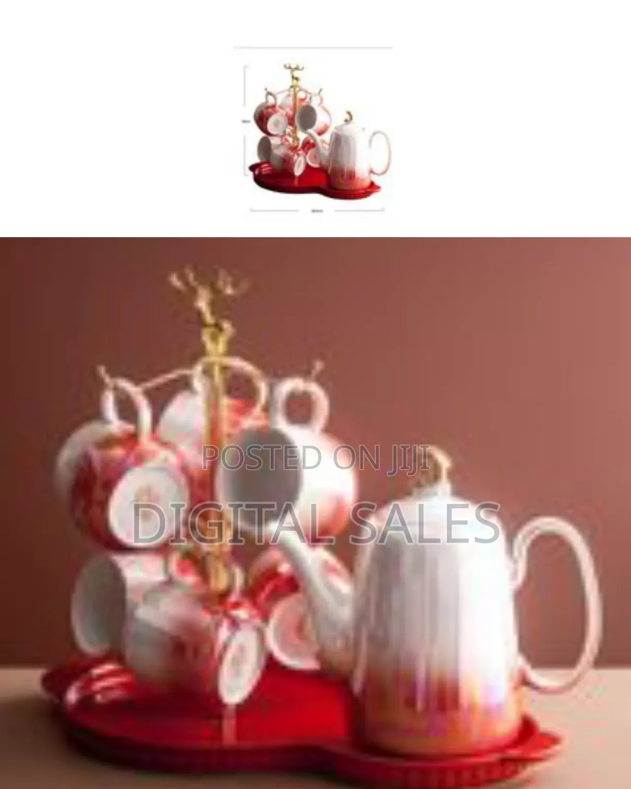 Tea Set With Metal Holder, Ceramic Cup Set for Tea Coffee With Teapot