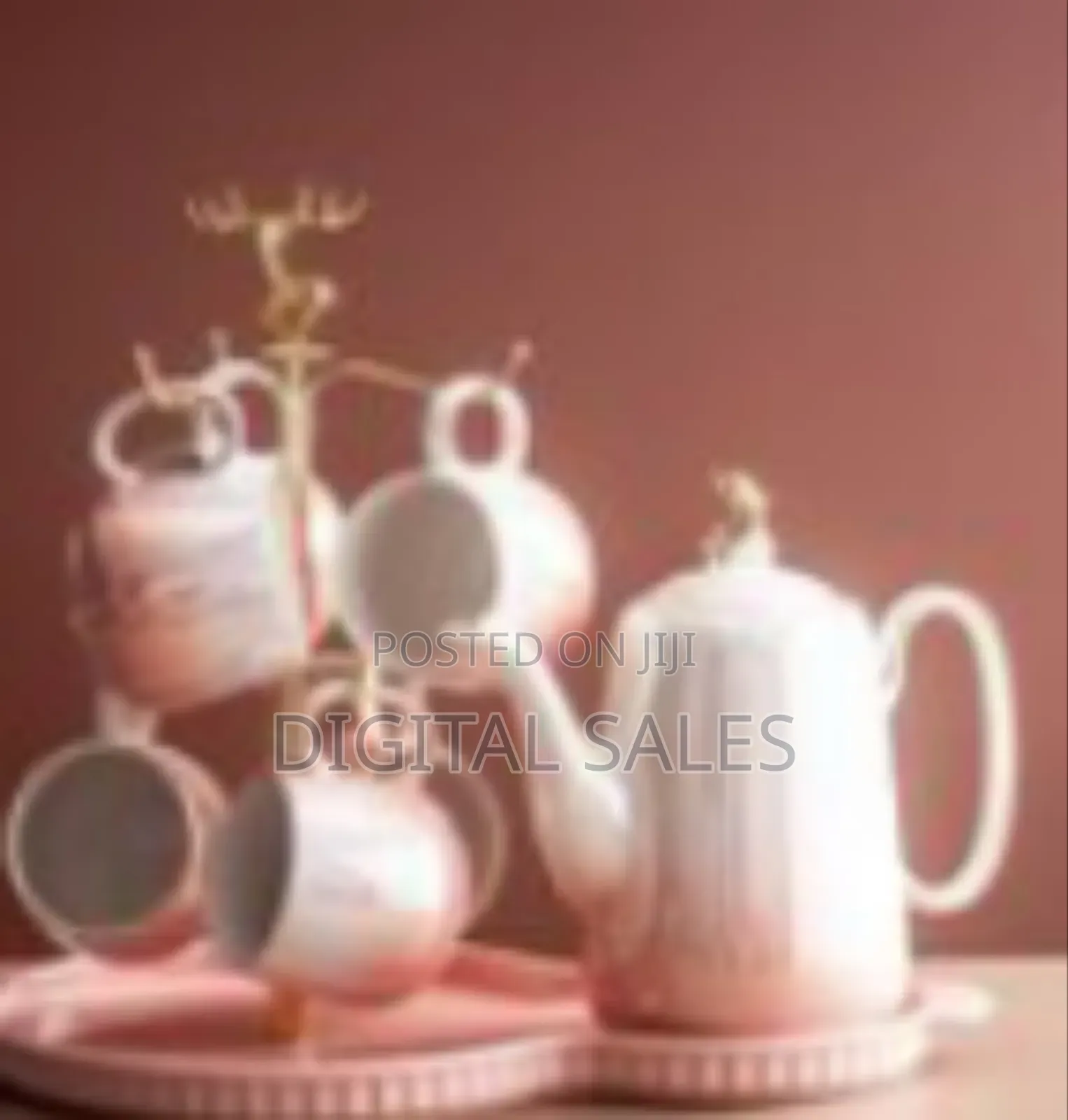 Tea Set With Metal Holder, Ceramic Cup Set for Tea Coffee With Teapot