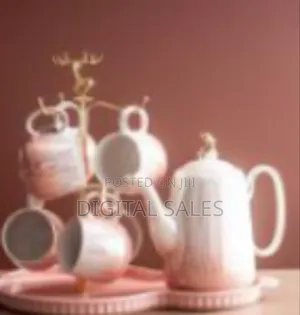 Tea Set With Metal Holder, Ceramic Cup Set for Tea Coffee With Teapot