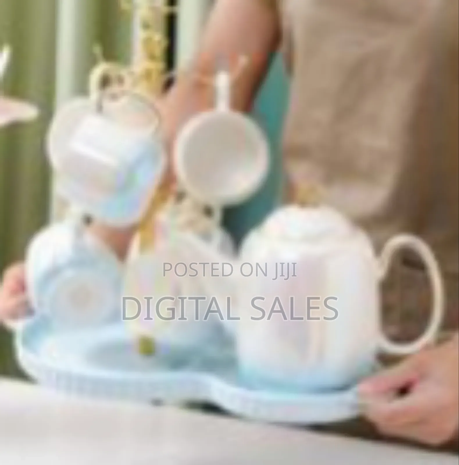 Tea Set With Metal Holder, Ceramic Cup Set for Tea Coffee With Teapot