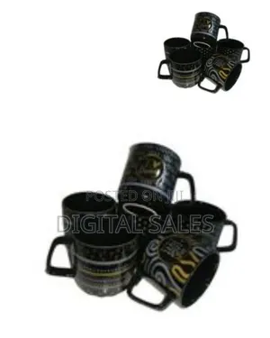 6 Pieces of Silver and Gold Printed Coffee Tea Cups Mugs-