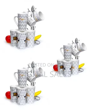 6-Pack Ceramic Coffee Mugs Set Large Multi Designed Tumbler Tea Cups