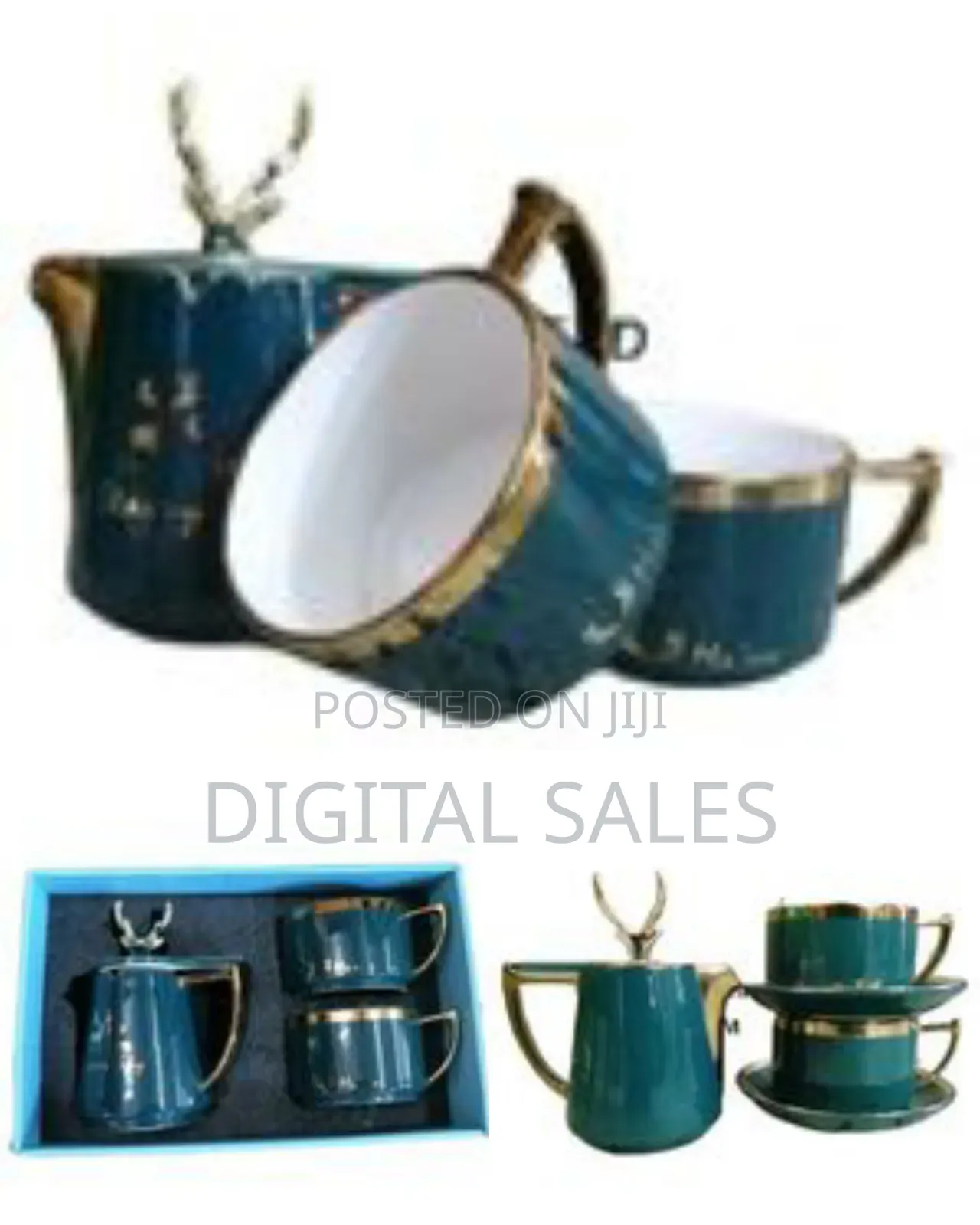 Breakfast Tea Pot 2 Cup Saucers Gift Set, 2pcs -Multi-Colours