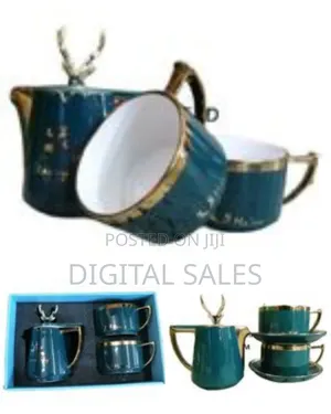Breakfast Tea Pot 2 Cup Saucers Gift Set, 2pcs -Multi-Colours