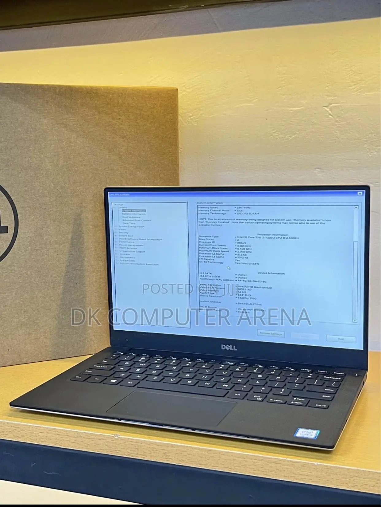Laptop Dell XPS 13 9360 8GB Intel Core I5 SSD 512GB