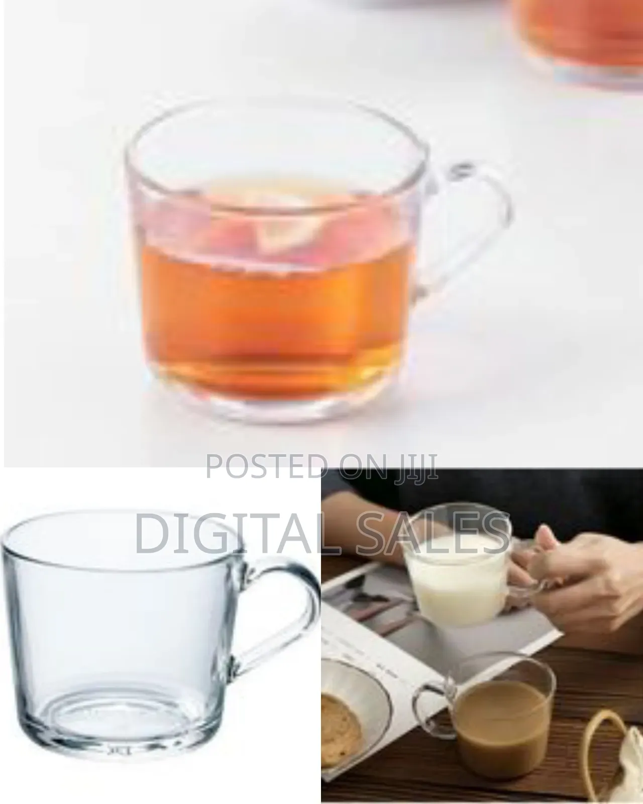 6 PCS of Plain Coffee Tea Glass Cups Mugs Colorless