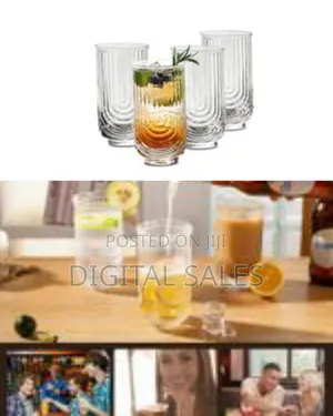 Set of 6 Juice Water Drinking Glasses, Arch Design Cocktail Glasses