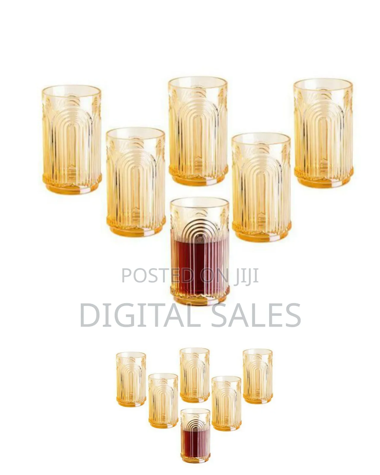 Set of 6 Juice Water Drinking Glasses, Arch Design Cocktail Glasses,