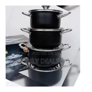 8 Pc Non-Stick Saucepans Cookware Dishes Pots Cooking Pans -Black