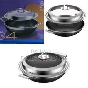 34cm Non-Stick Induction Wok Cookware Saucepan Pot- Silver