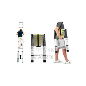 7 Steps Aluminum Telescopic Extension Ladder 2m-Silver.