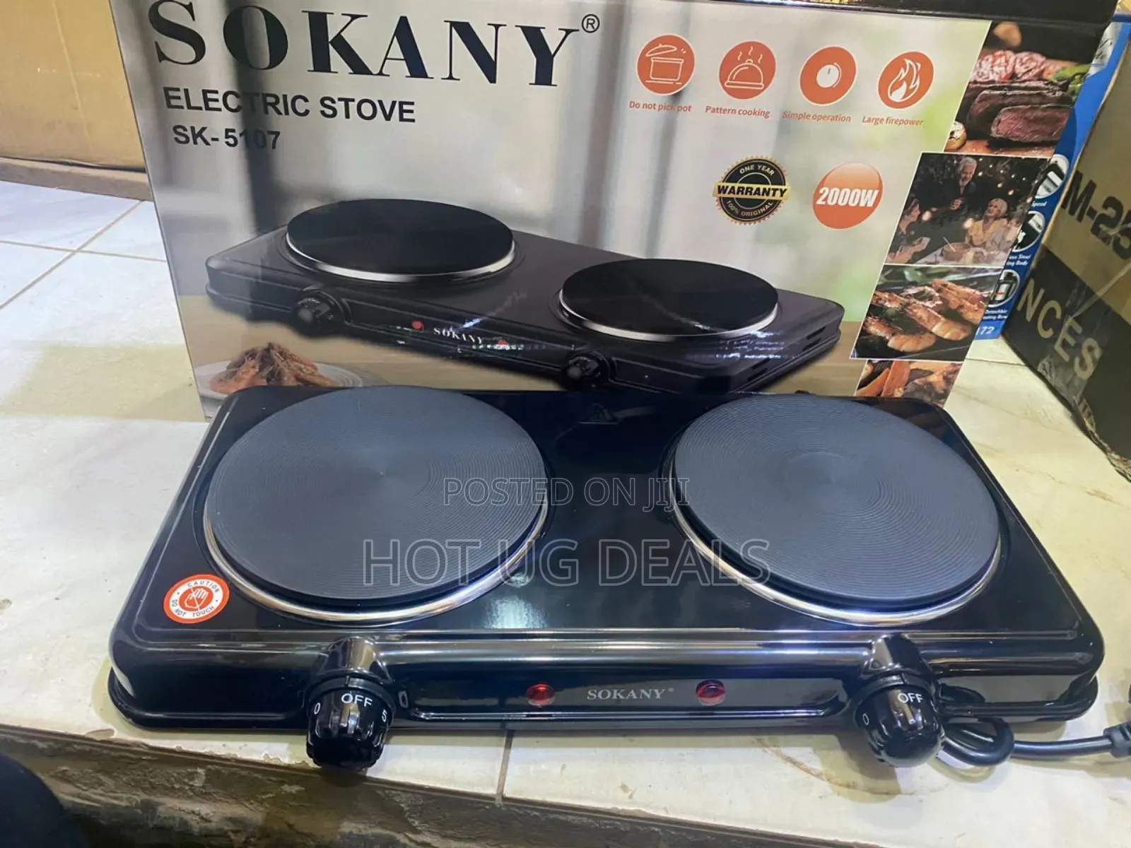 Sokany Electric Double Solid Hotplate - Black