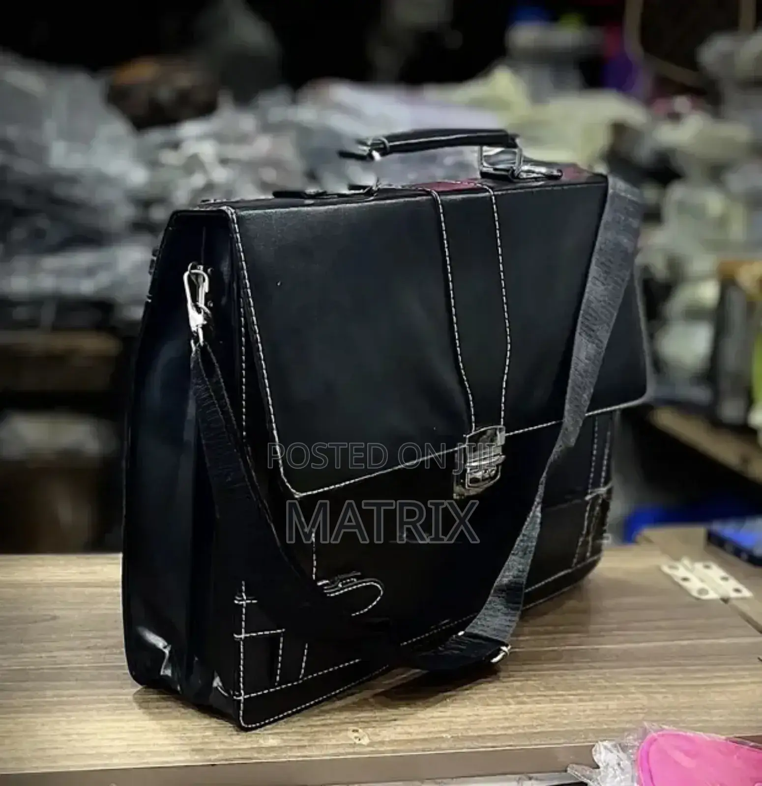 Leather Briefcase- Black