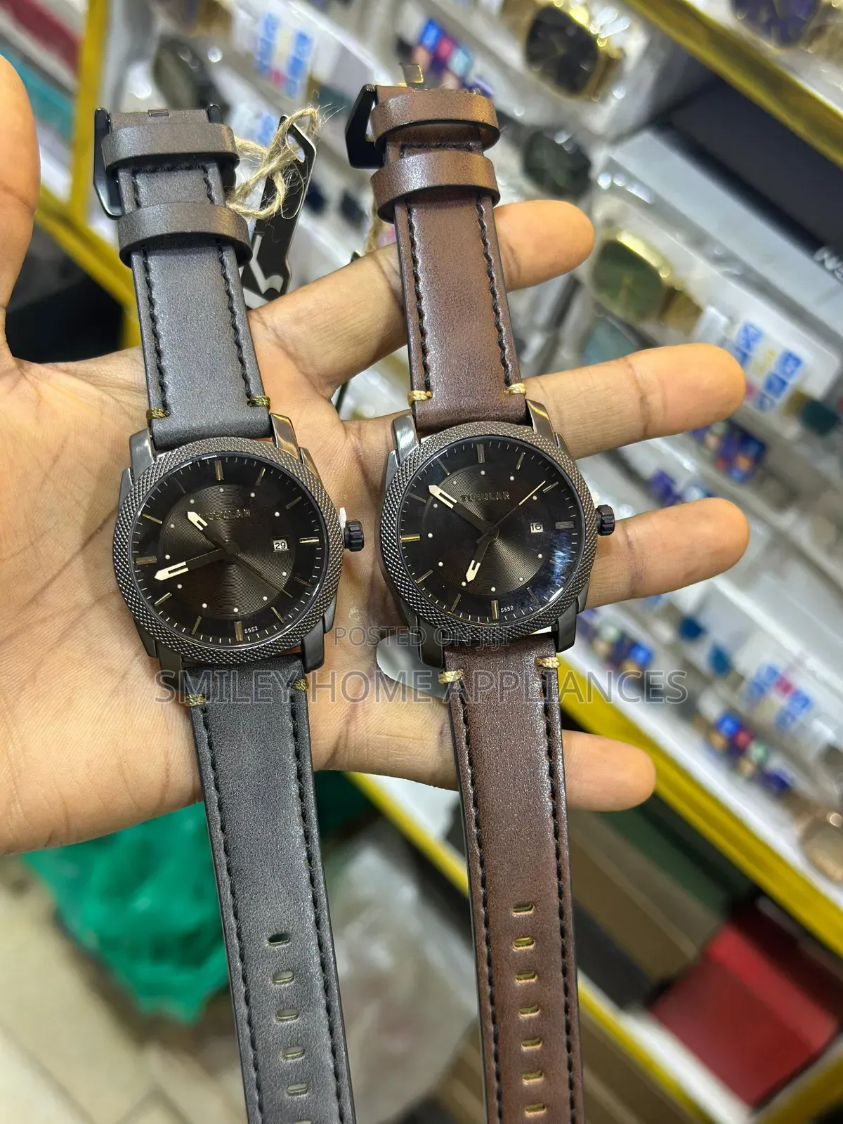 Tubular Men's Original Wrist Time Piece With Leather Straps
