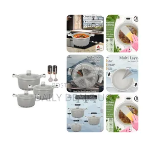 Life Smile Pots Set 8 Pieces Cookware Set Induction Base Granite