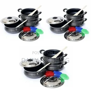 6 Pieces of Non-Stick Enamel Serving Saucepans Cookware Dishes - Black