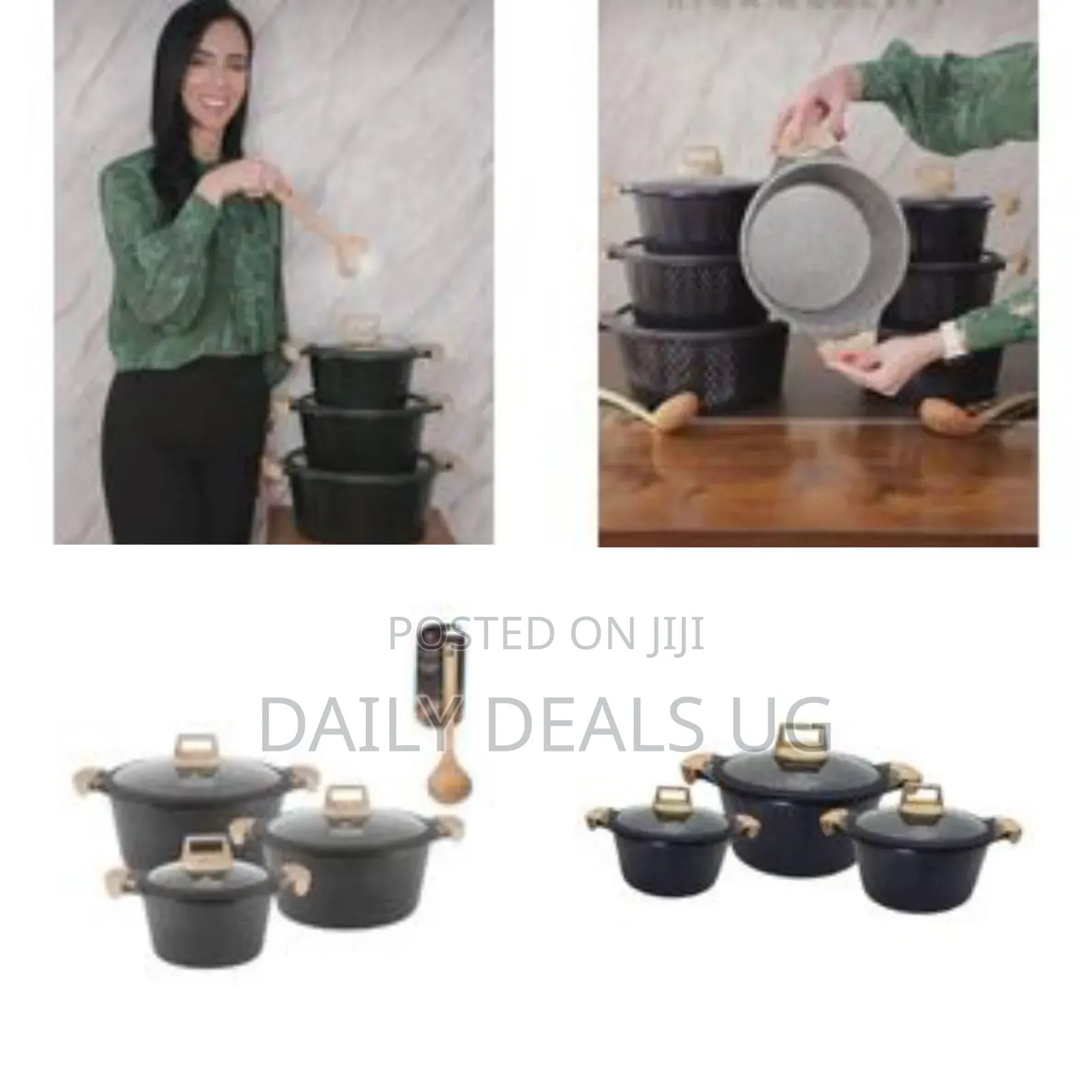 Life Smile 7 Pieces of Non Stick Kitchen Ceramic Diamond Granite