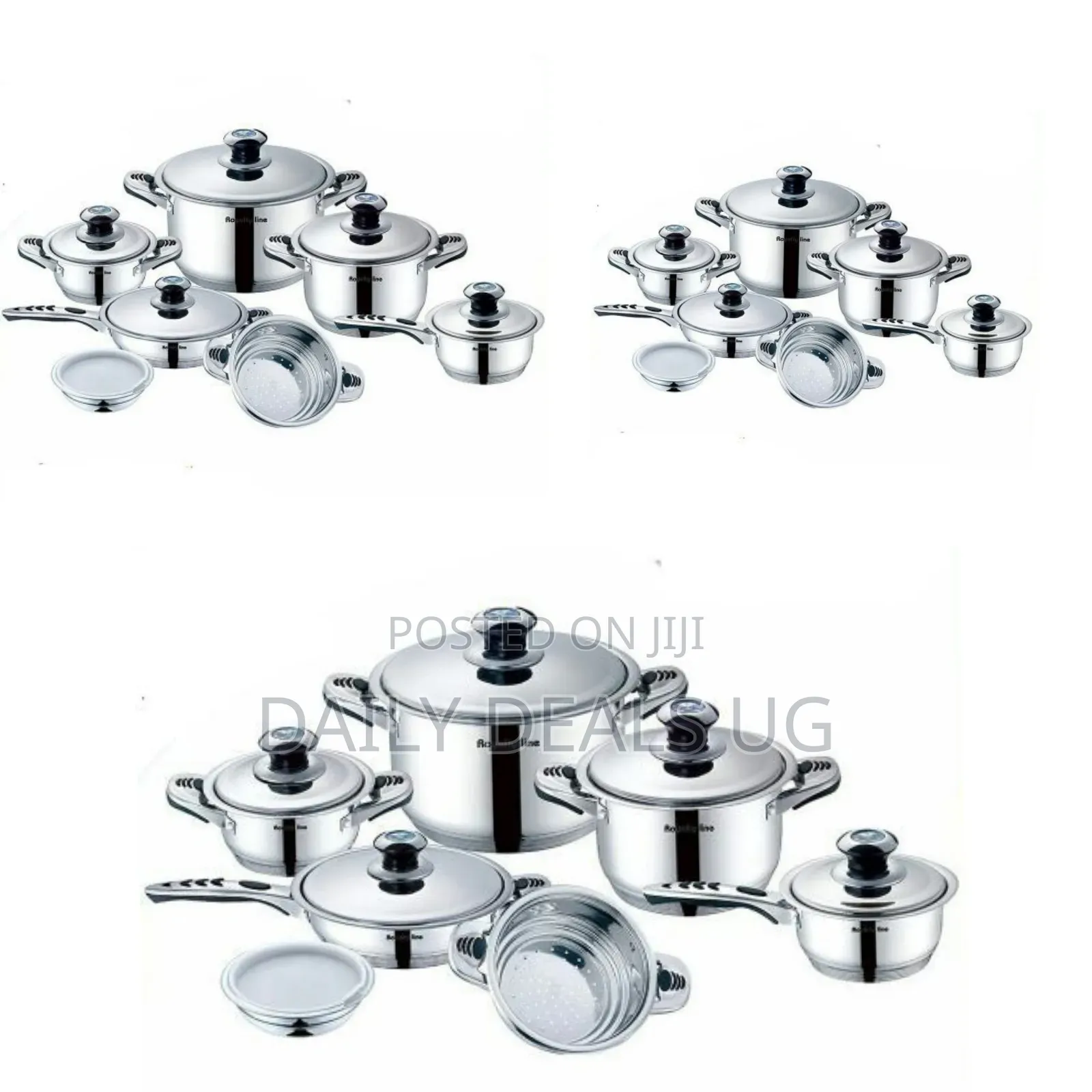 Royality Line 16 Piece Stainless Steel Saucepans Cookware Pots, Silver