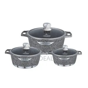 Life Smile 3 Piece Lifesmile Non-Stick Saucepan Cookware Pots, Grey