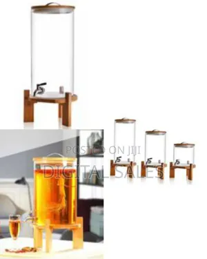 10l Glass Drinks Dispenser Jar With Tap, Spigot, Lid and Wooden