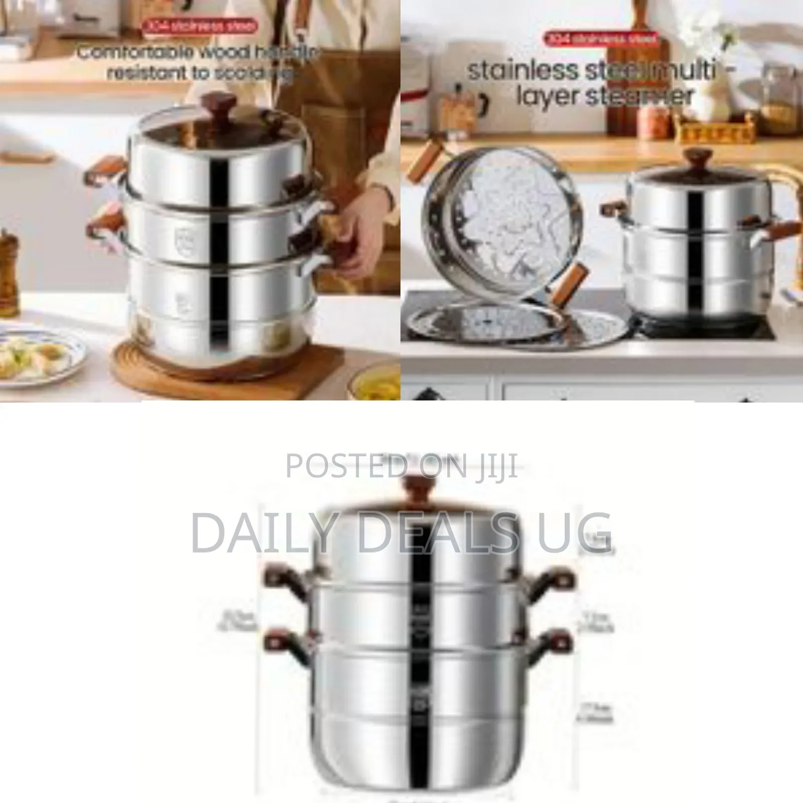 30cm Stainless Steel Three-Layer Soup Pot Steamer Dual-Purpose