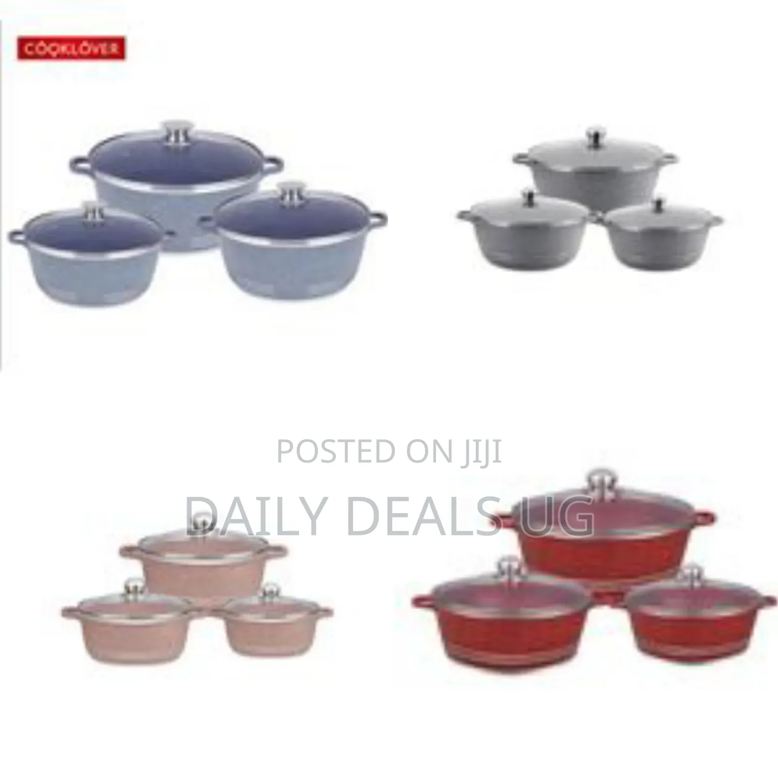 Pots Set 6 Pieces - Kitchen Cookware Set, Granite Non Stick Coating