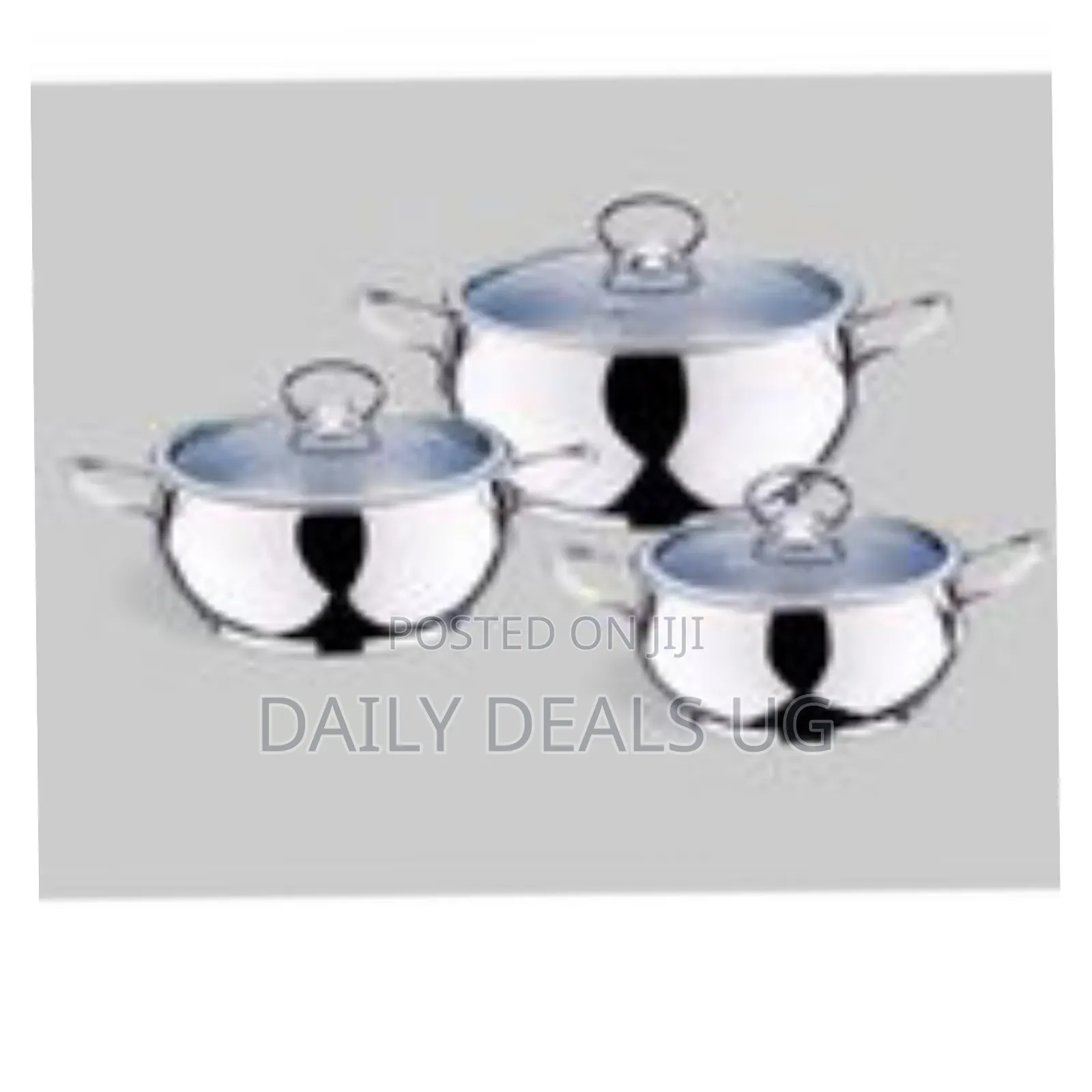 6 Piece 26,28 30cm Stainless Steel Saucepans Cooking Pots- Silver