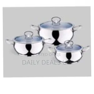 6 Piece 26,28 30cm Stainless Steel Saucepans Cooking Pots- Silver