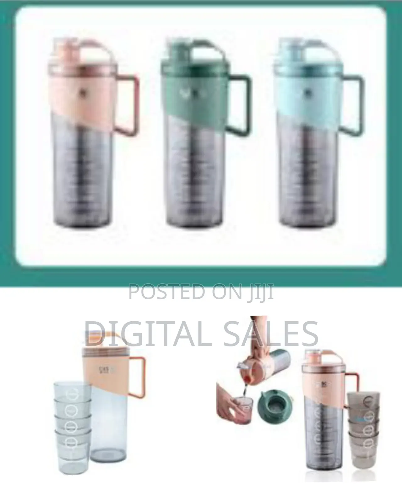 Jug With Glass Set Pitcher Water Jug Set 1.6 L With 4 Cups 280 Ml