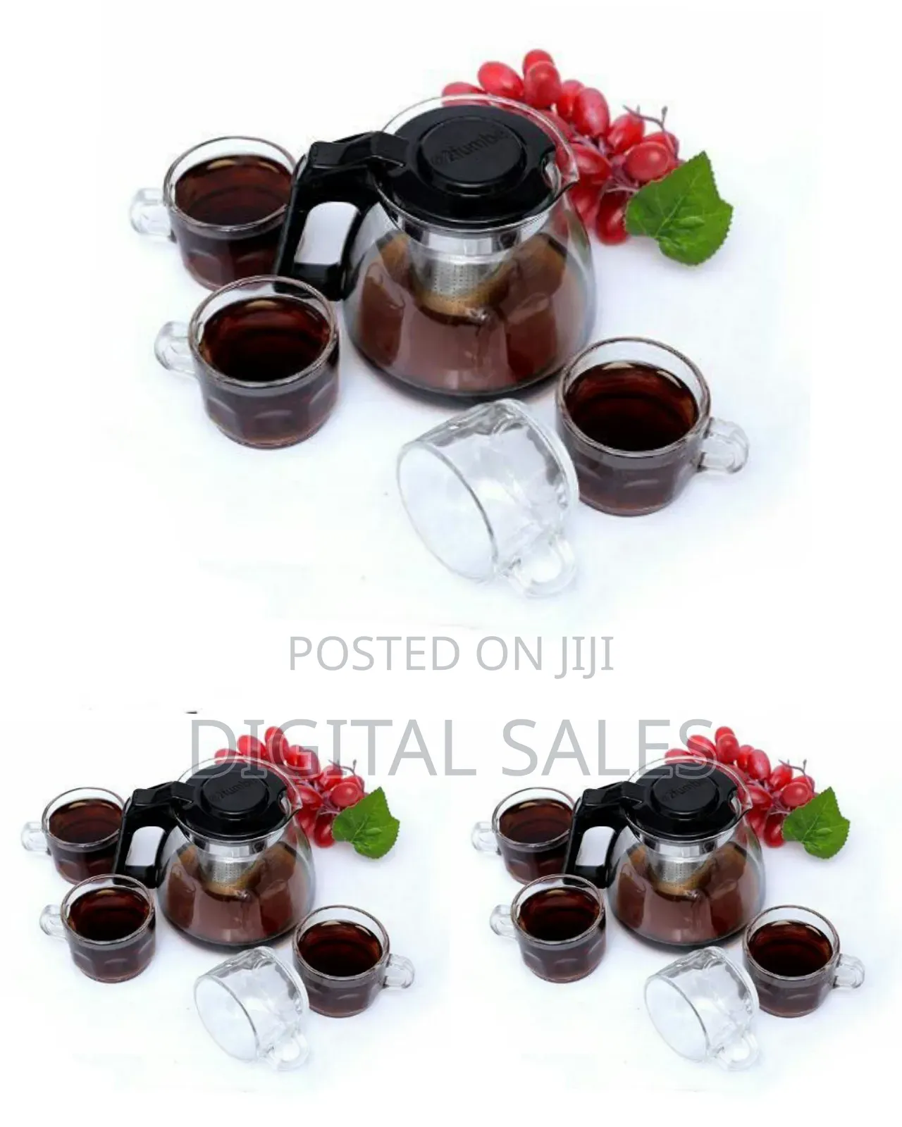 5 PCS Heat Resistant Glass Coffee Tea Set Kettle 1 Teapot