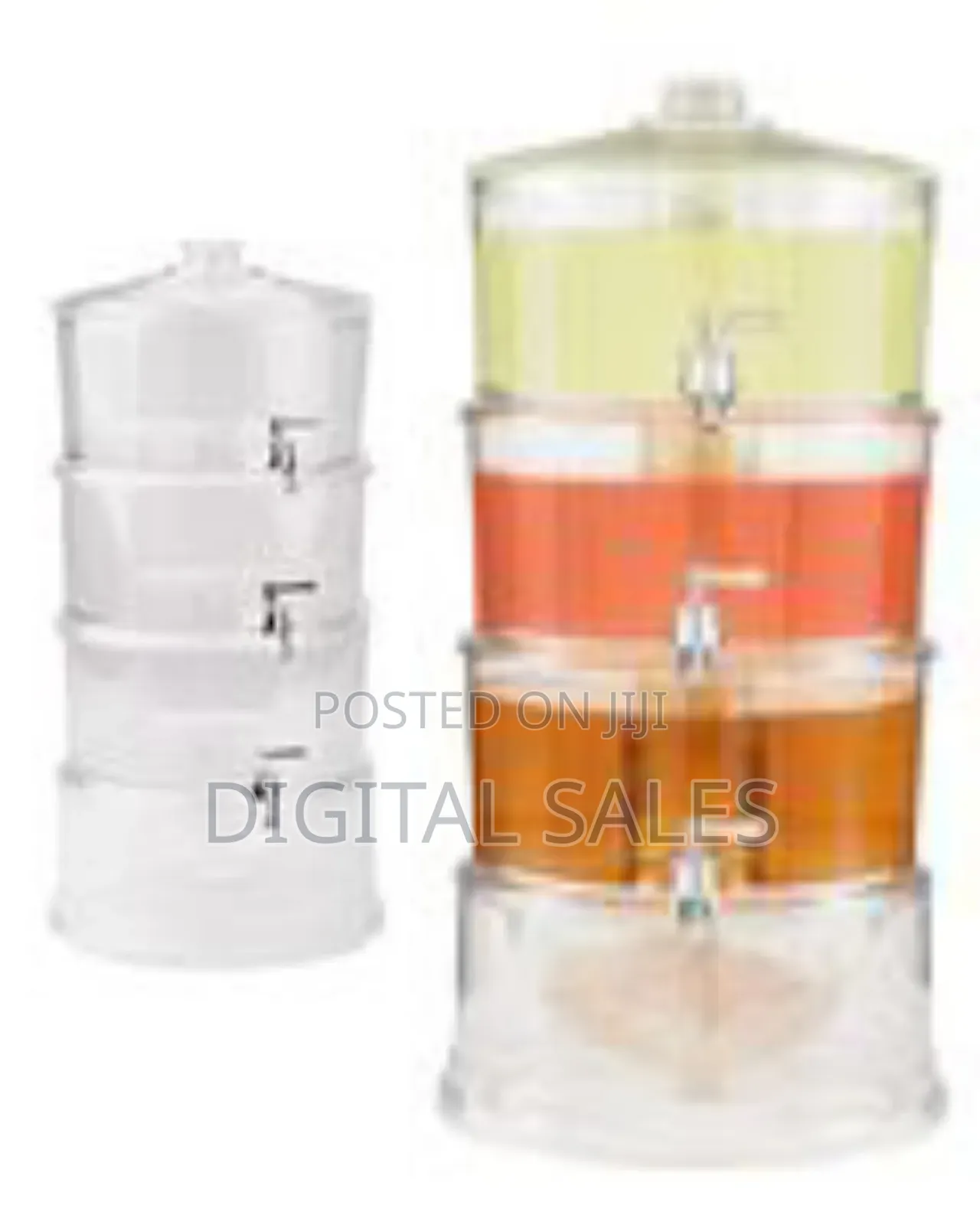 Acrylic 3-Tier Water, Juice Drink Dispenser With Ice Chamber Base