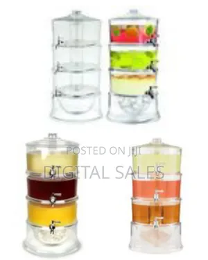 Acrylic 3-Tier Water, Juice Drink Dispenser With Ice Chamber Base
