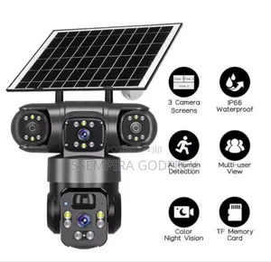 Motion Sensor 3lens Solar Cctv Camera