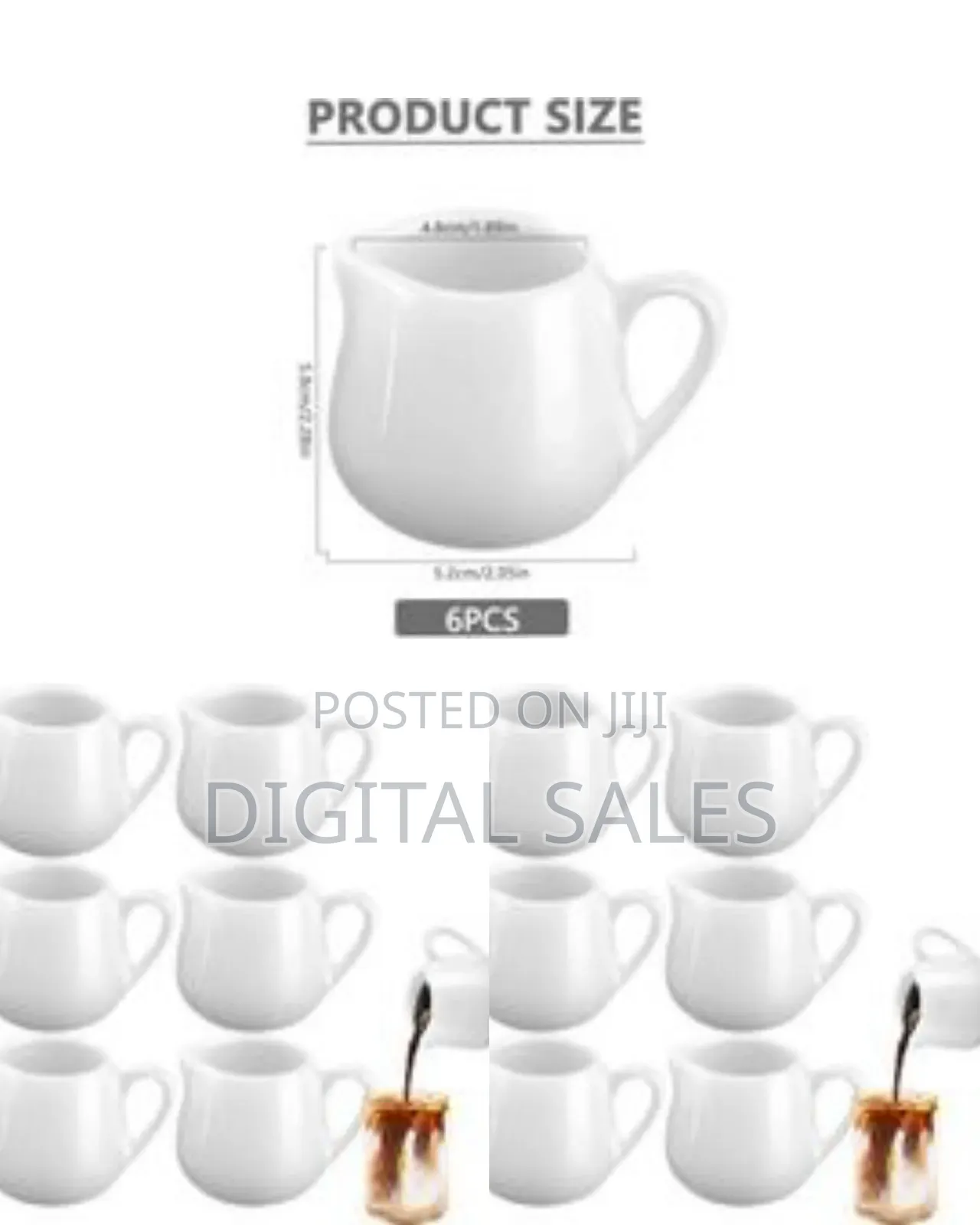 Ceramic Milk Jug Small 6 Pcs, 110ml Gravy Jug With Handle, Milk