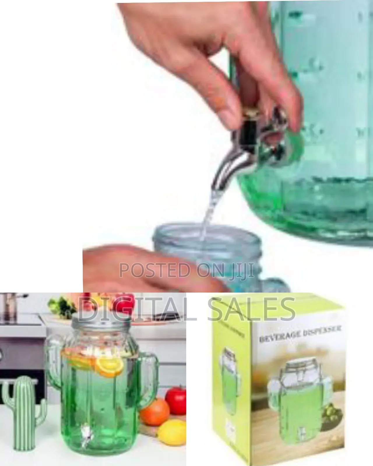 8l Glass Cactus Ice Cold Beverage Drink Dispenser Glass With Airtight