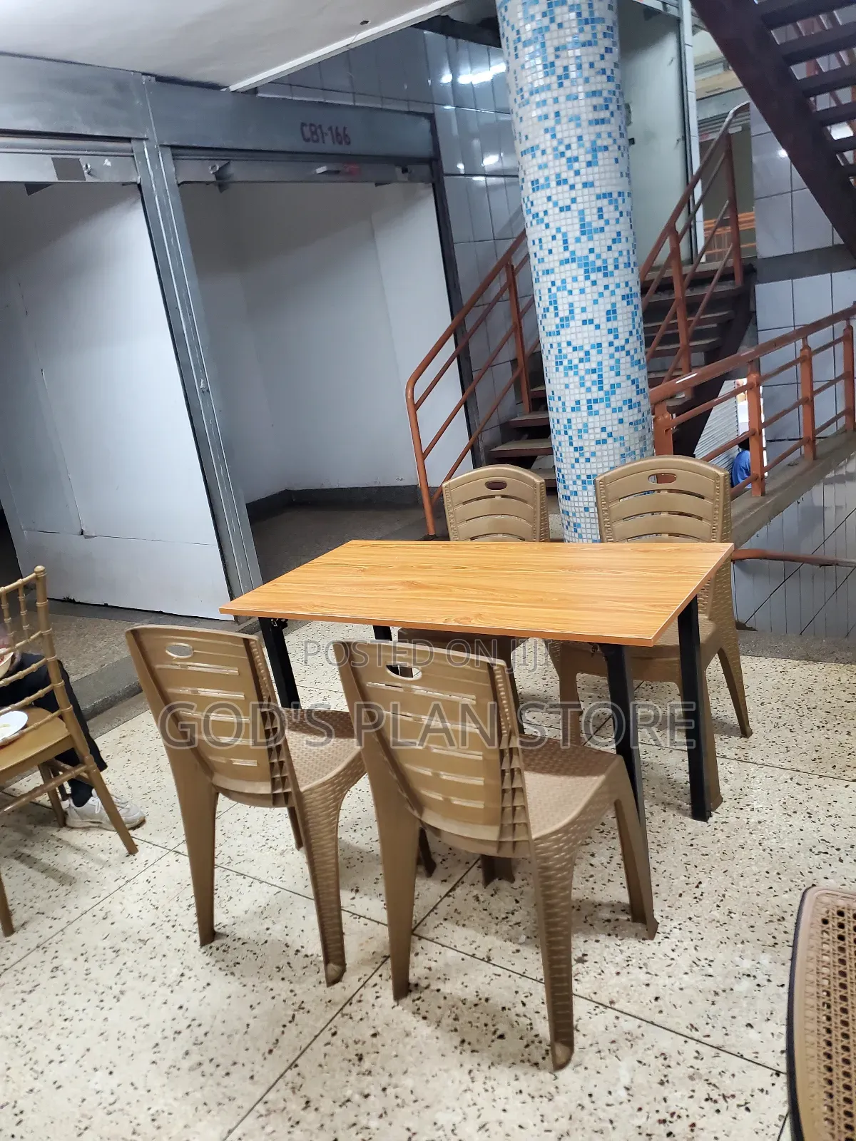 Golden Plastic Chairs and Table Set for Unique Dining