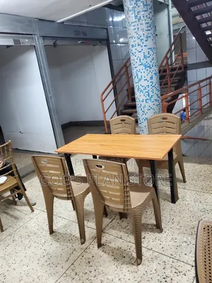 Golden Plastic Chairs and Table Set for Unique Dining