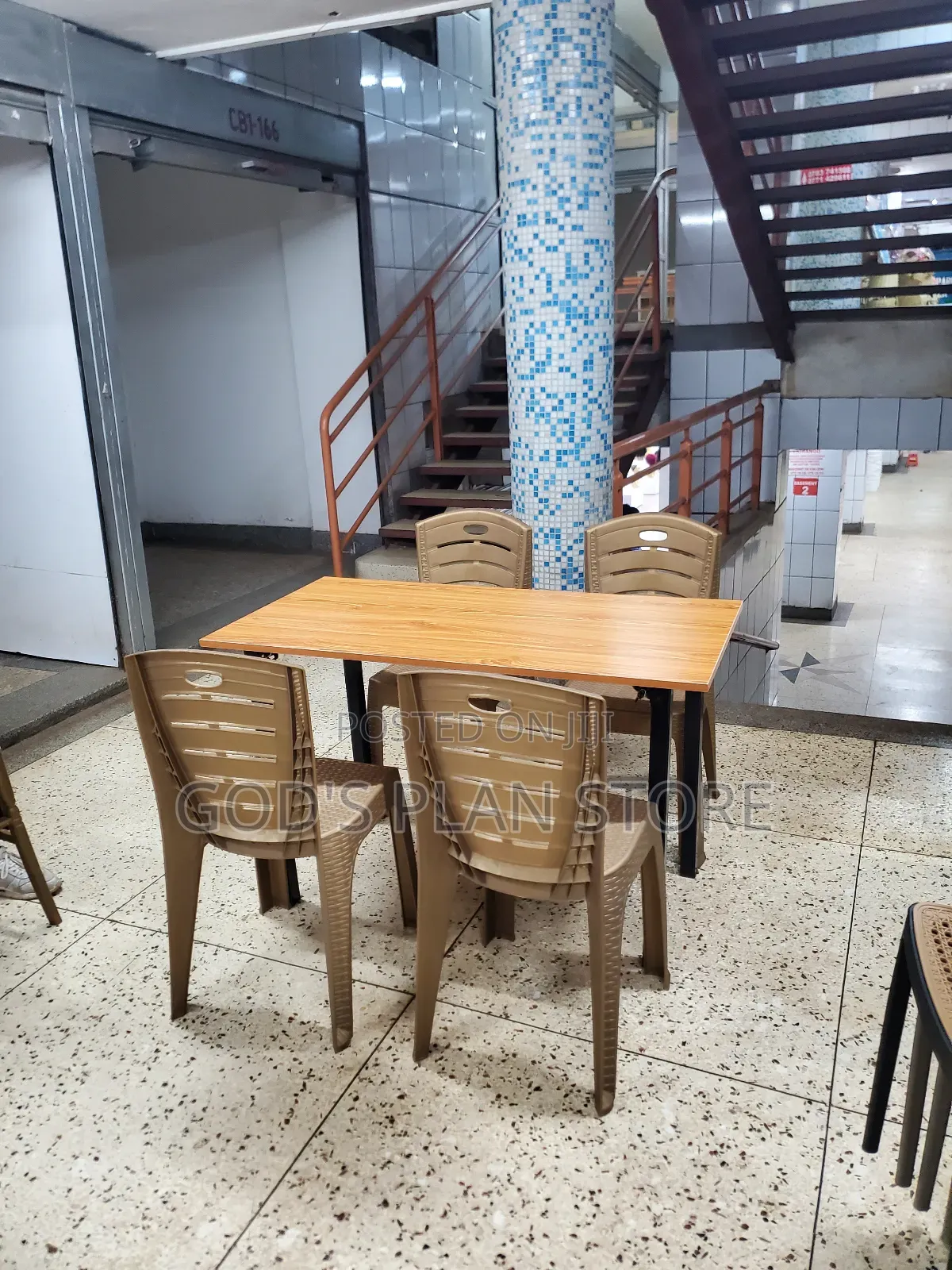 Golden Plastic Chairs and Table Set for Unique Dining